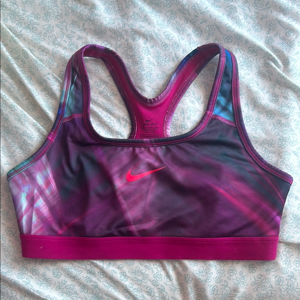 Nike Pink and Purple High-Support Sports Bra